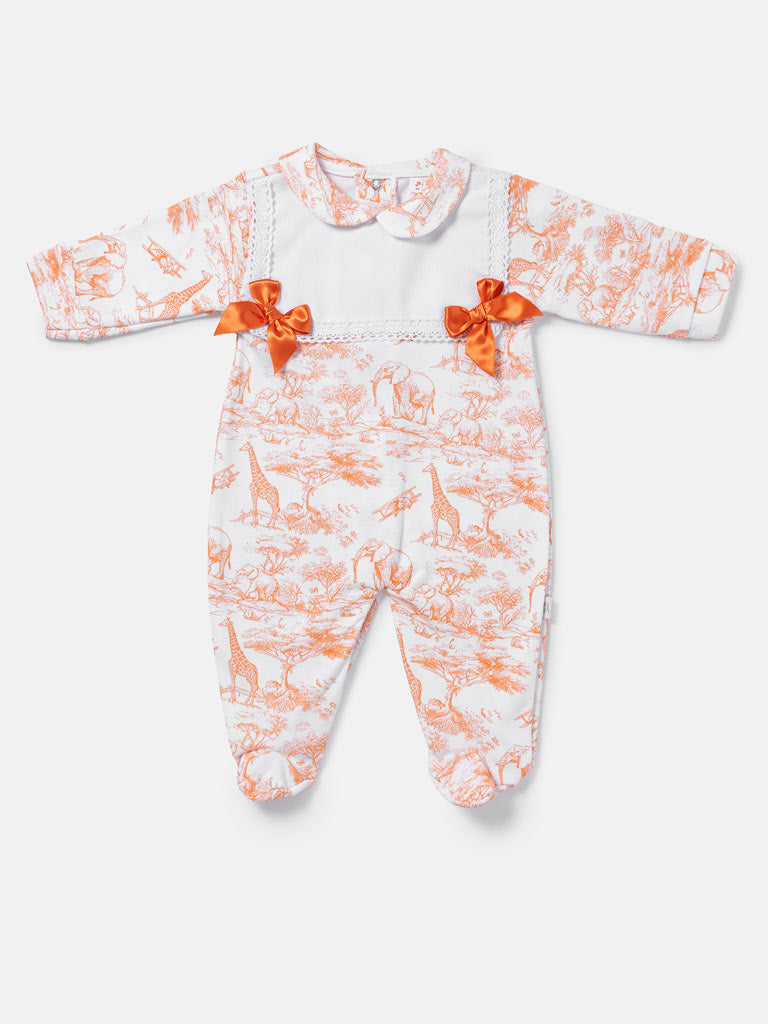 Baby Grow for Girls Safari Collection with Satin Bows - Orange