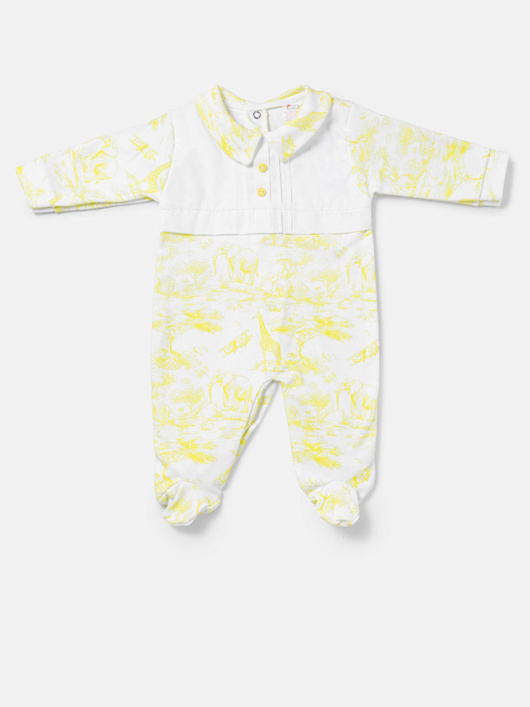 Baby Grow Safari Collection with Buttons - Lemon Yellow