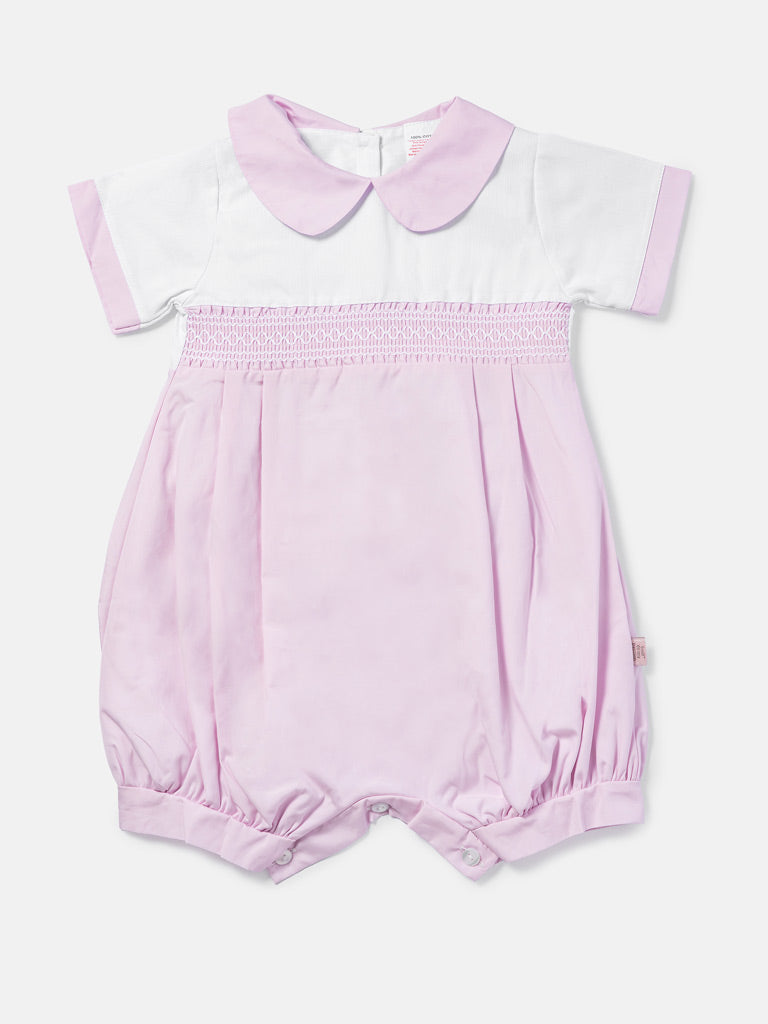 Baby Girl Alex Collection Smocked Romper - Baby Pink