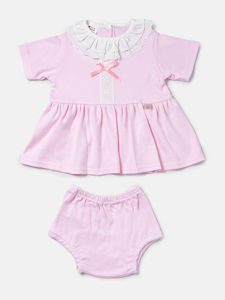 Baby Girl Dora Collection Dress with Bloomers - Baby Pink