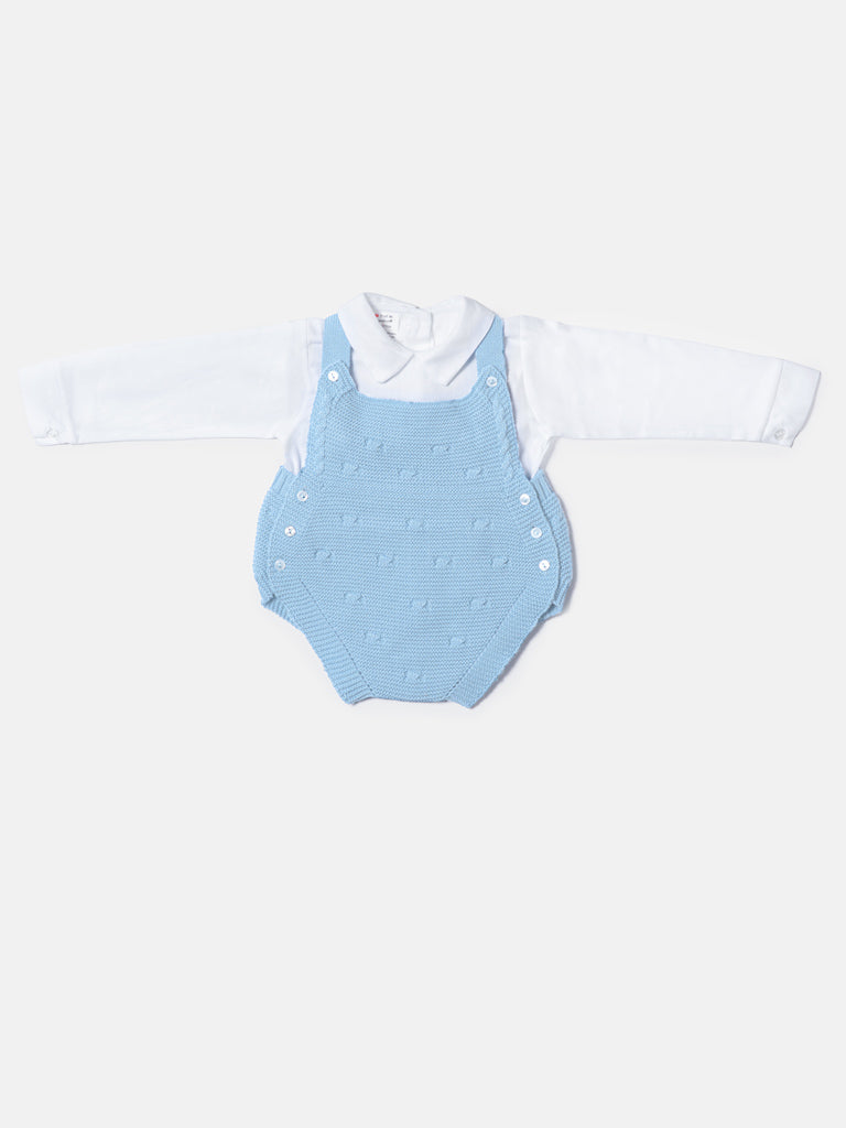 Baby Boy Alberto Collection 2-Piece Knitted Romper & Shirt Set - Baby Blue