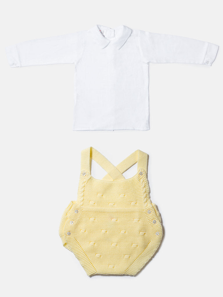 Baby Boy Alberto Collection 2-Piece Knitted Romper & Shirt Set - Lemon Yellow