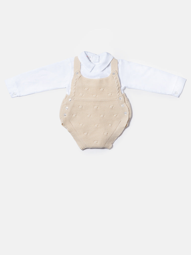 Baby Boy Alberto Collection 2-Piece Knitted Romper & Shirt Set - Beige