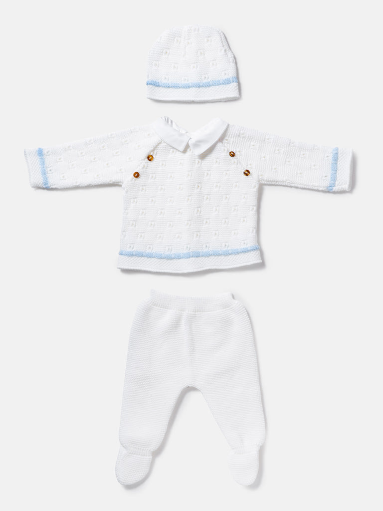 Baby Boy Roberto Collection 3-piece Spanish Knitted Set - White
