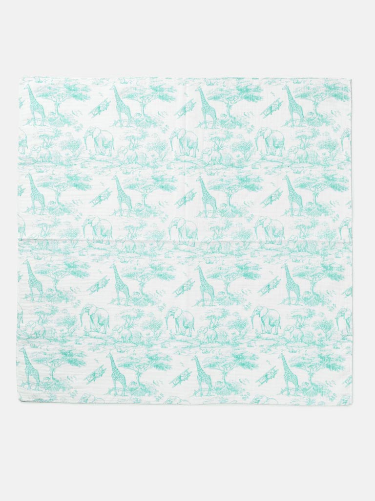 Baby Safari Collection Muslin Square - Mint Green