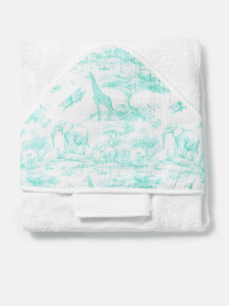Baby Safari Collection Towel Set with Washcloth - Mint Green