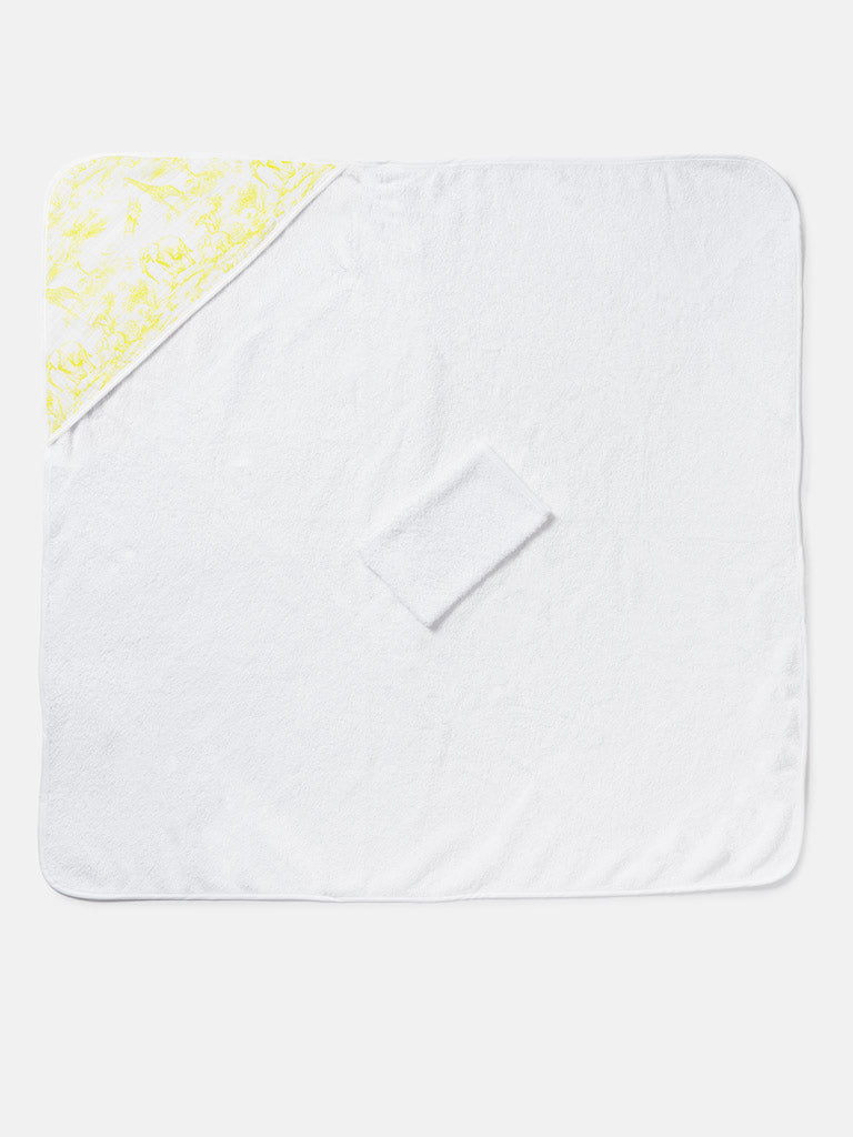 Baby Safari Collection Towel Set with Washcloth - Lemon Yellow