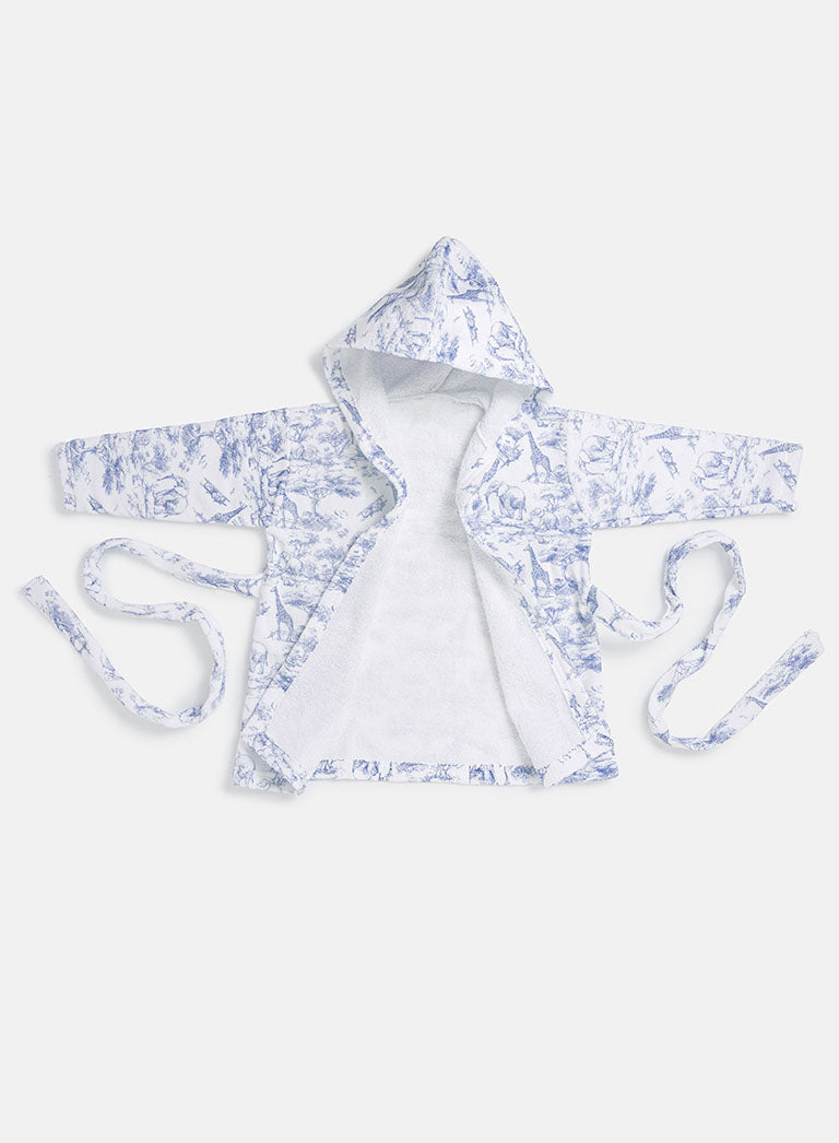 Children's Cotton Hooded Bath Robe - Safari Collection - Baby Blue
