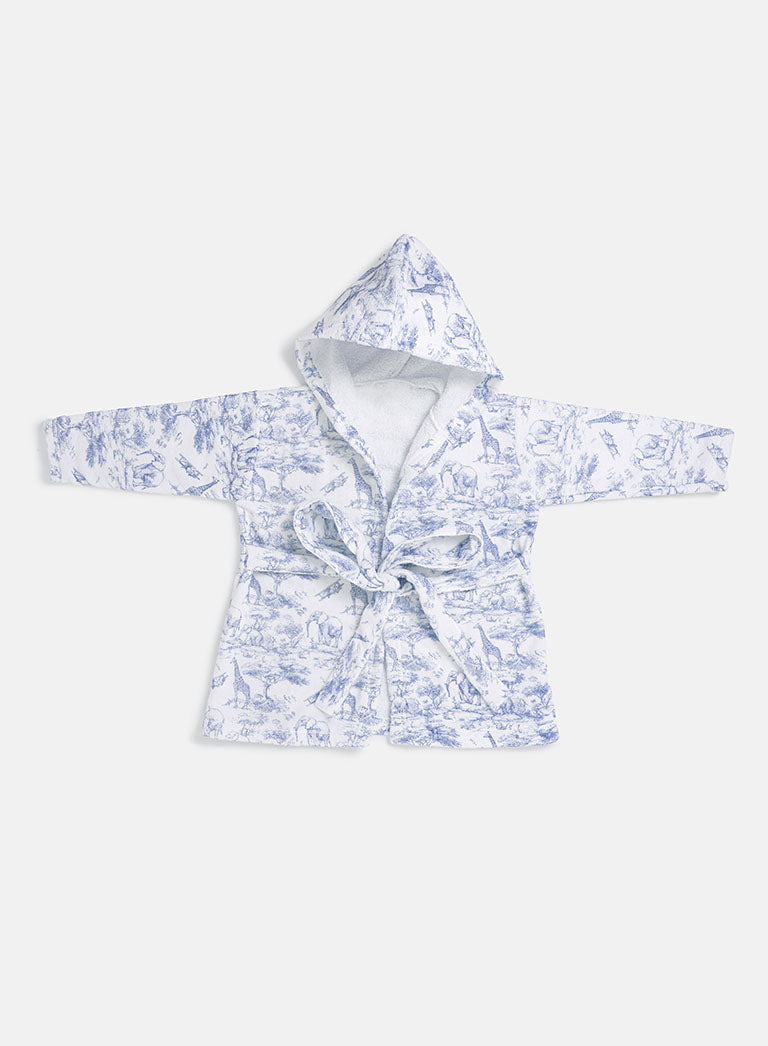 Children's Cotton Hooded Bath Robe - Safari Collection - Baby Blue