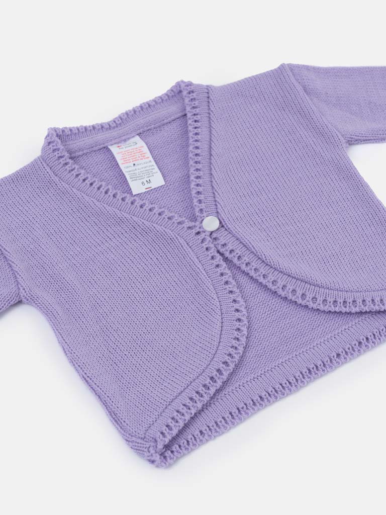 Luxury Baby Girl LONG Bolero with Button - Purple