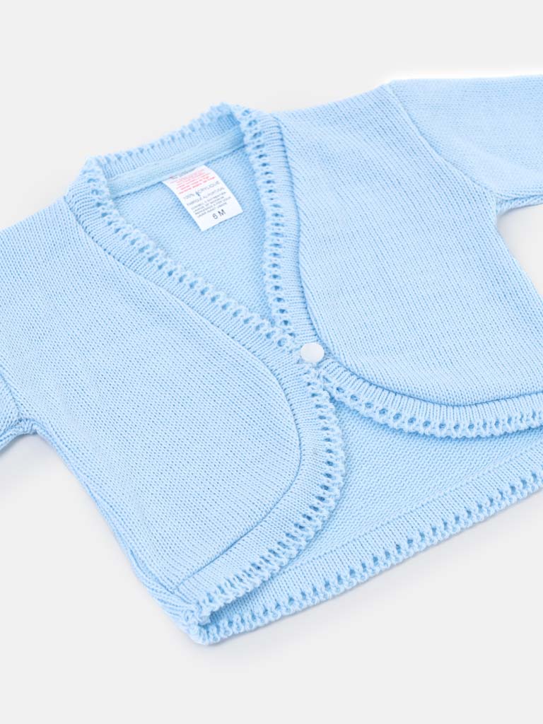 Luxury Baby Girl LONG Bolero with Button - Baby Blue