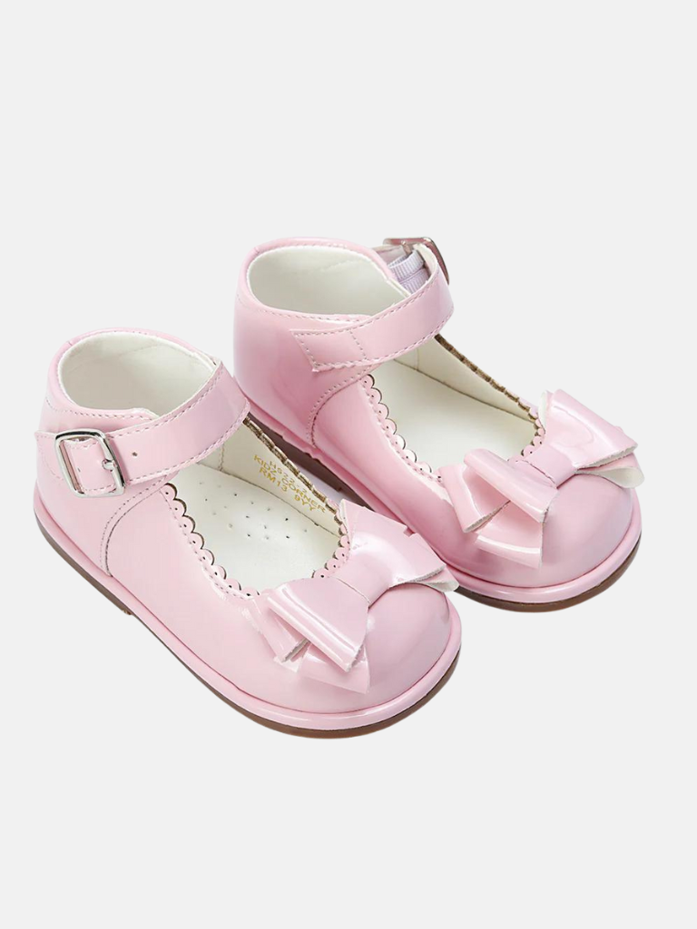 Baby Girl Patent Double Bow Shoes -Pink