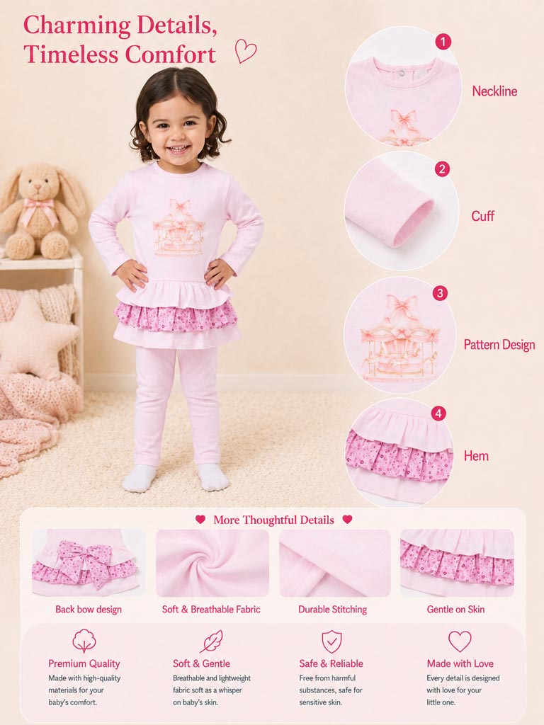 Baby Girl Top & Leggings Set - Carousel Collection - Pink