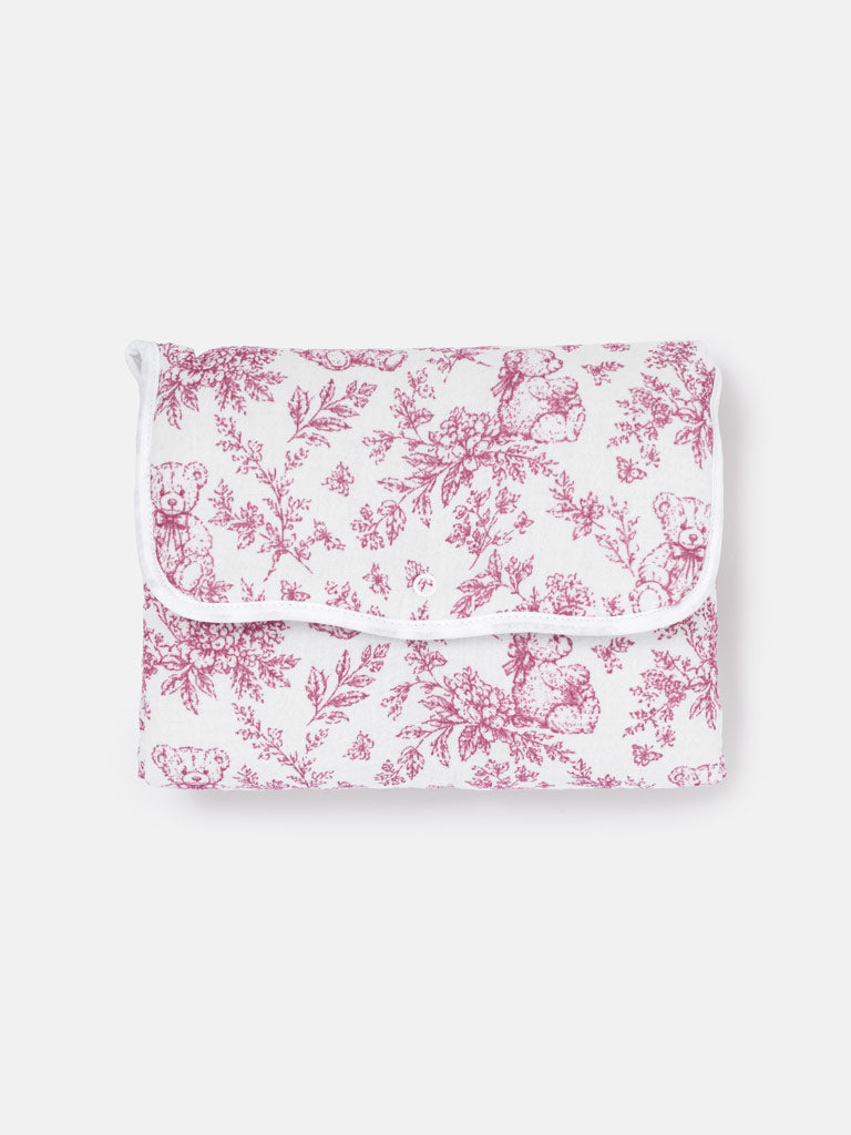 Baby Portable Changing Mat - Teddy Collection - Cherry Red