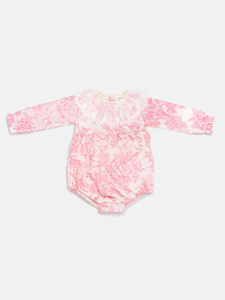 Baby Girl Genoveva Collection Elegant Romper - Pink