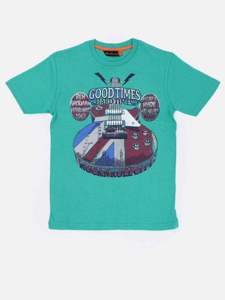 Boys BEN SHERMAN Guitar Print T-Shirt – Turquoise