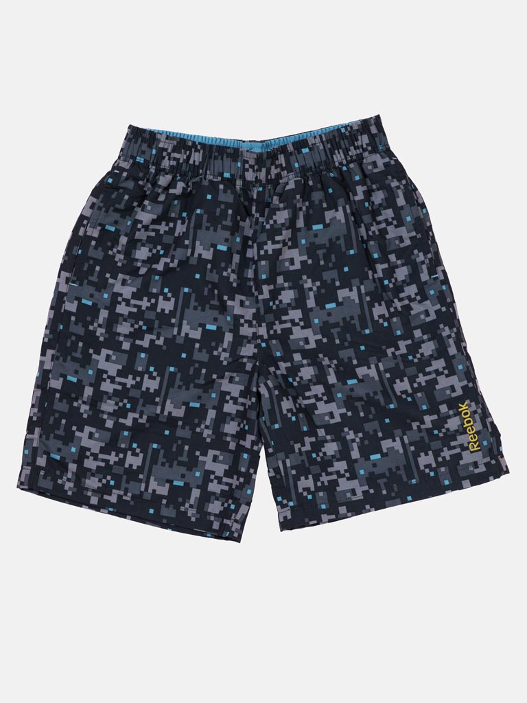 Boys REEBOK Pixelate Design Shorts – Gray & Blue