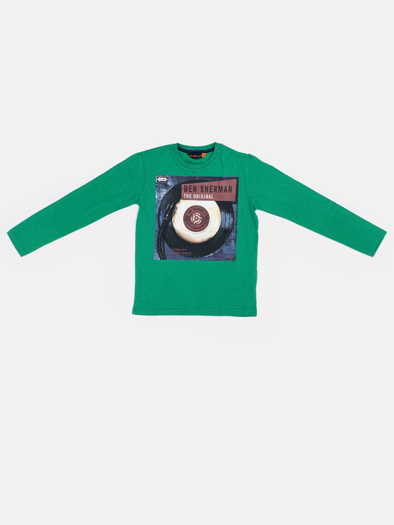 Boys BEN SHERMAN Record Player Graphic Top – Green