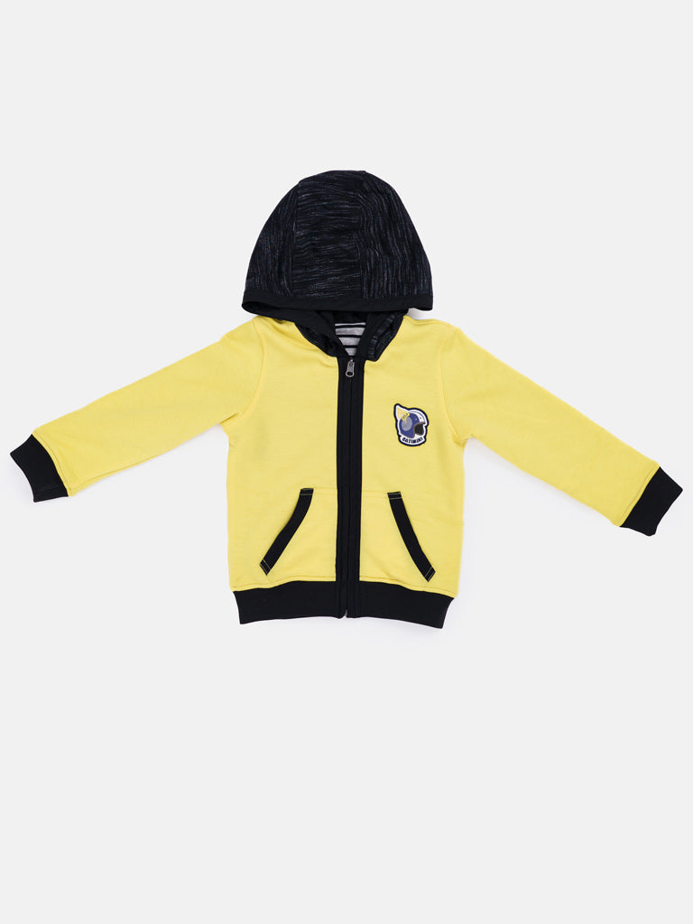 Boys Reversible Zip-Up Sport Hoodie – Yellow & Striped