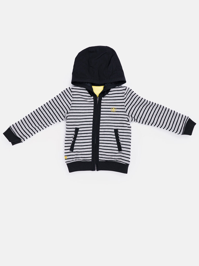 Boys Reversible Zip-Up Sport Hoodie – Yellow & Striped