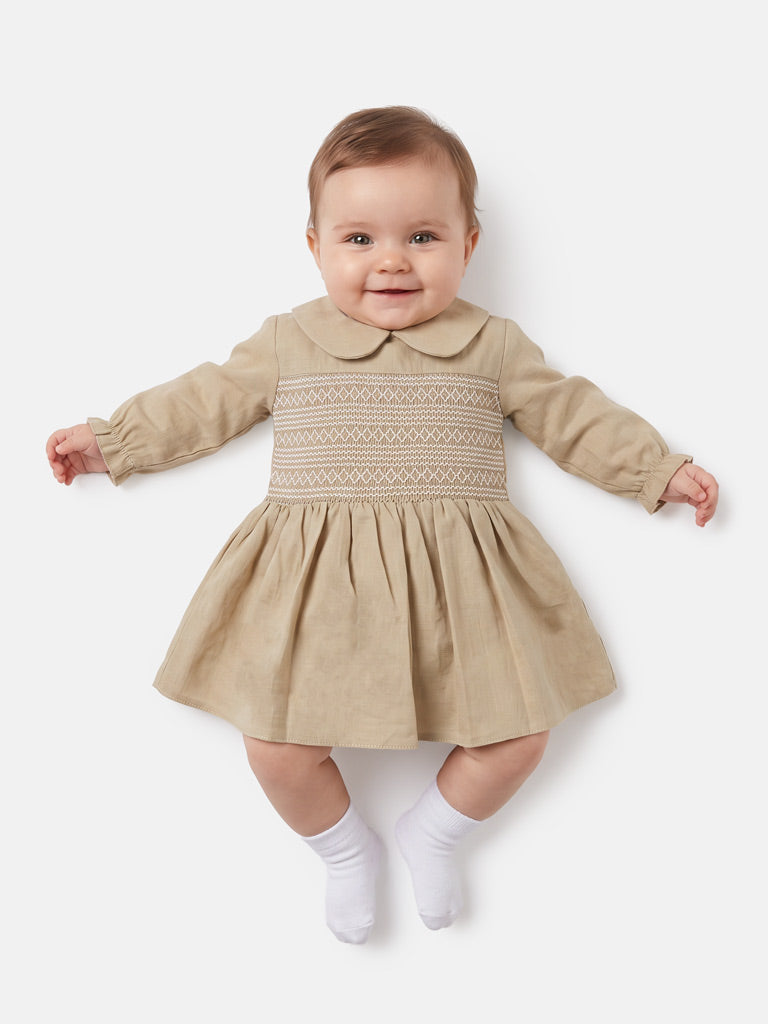 Girl Marissa Collection Smocked Dress Baby & Toddler - Beige