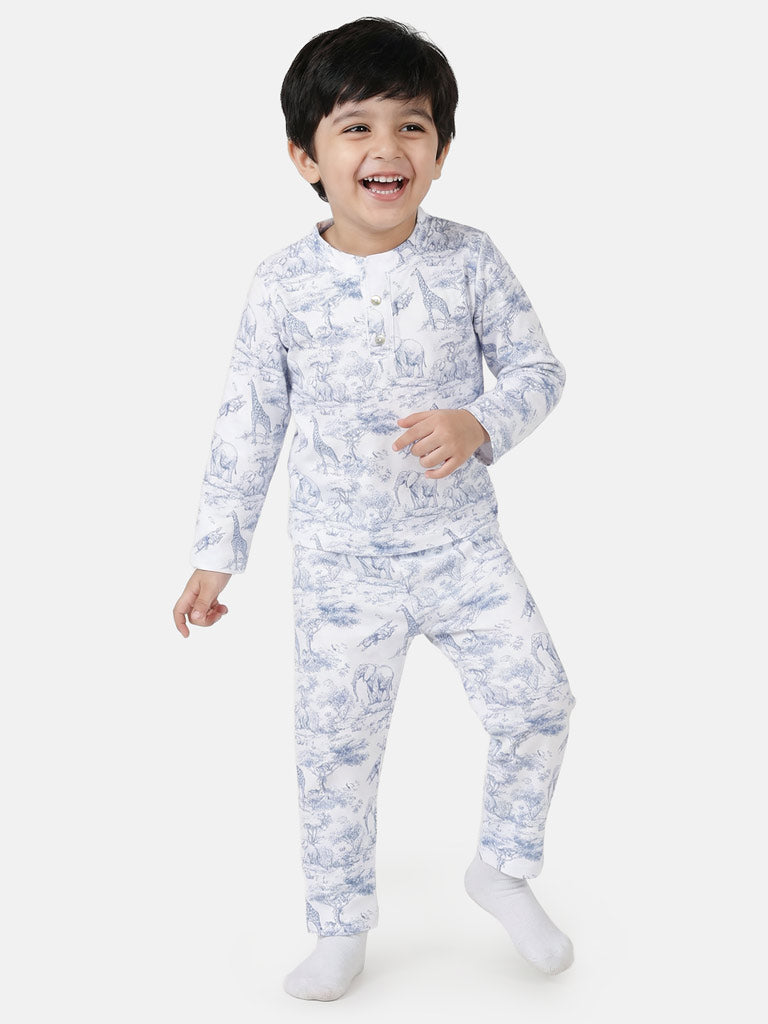 Boy Safari Collection 2-Piece Pyjama Set - Baby Blue