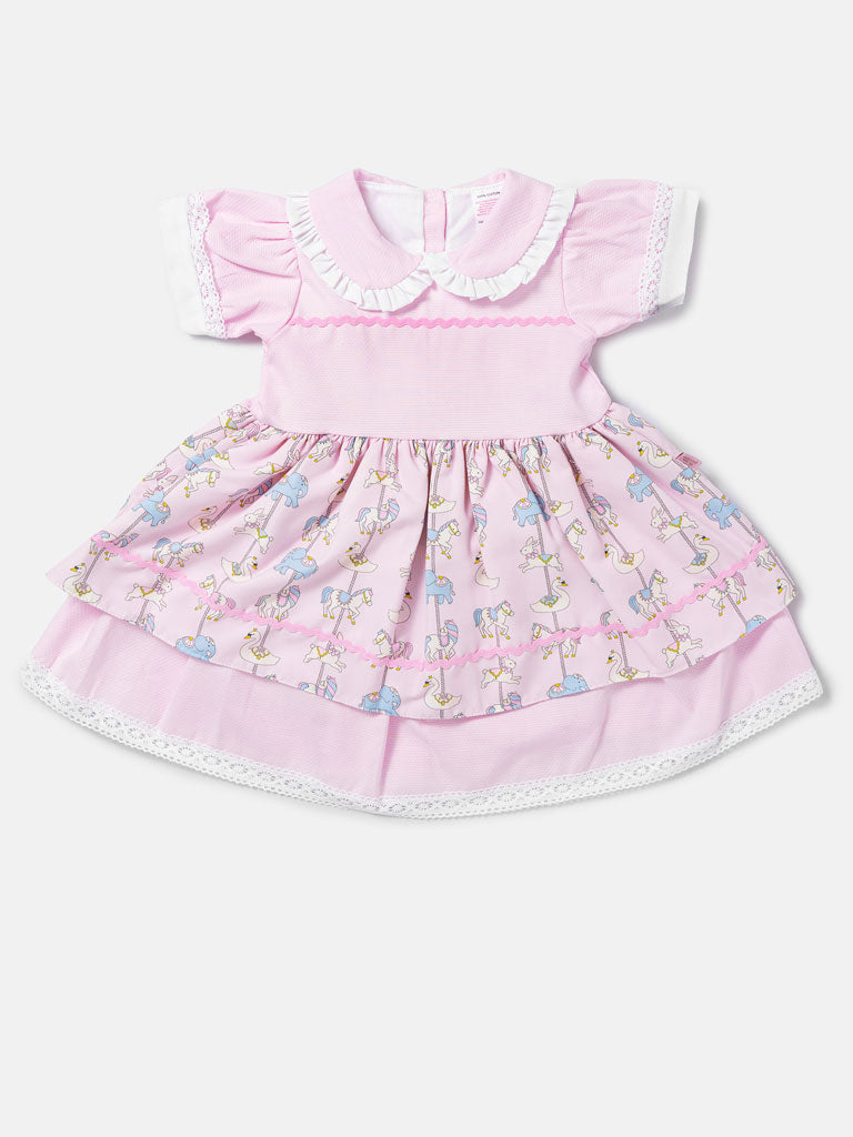 Baby Girl Carousel Spanish Dress - Baby Pink