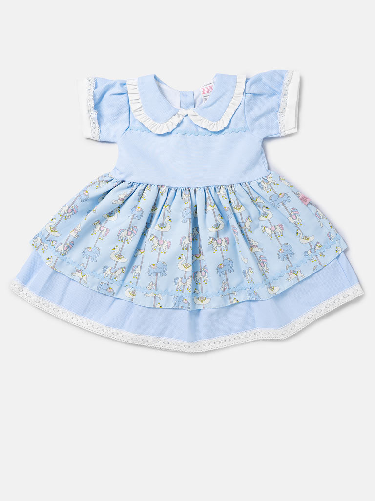 Baby Girl Carousel Spanish Dress - Baby Blue
