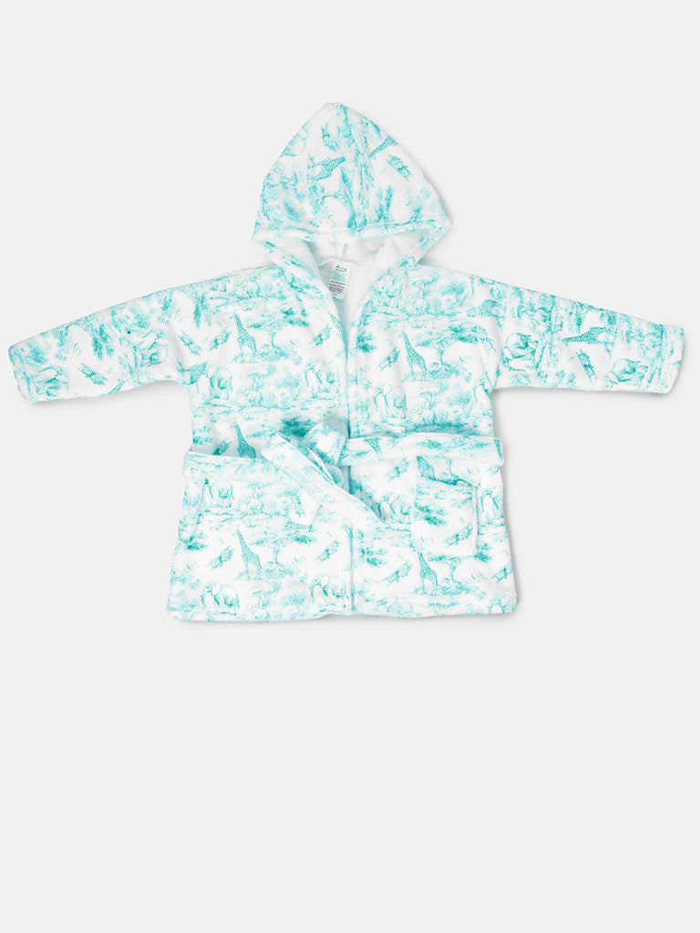 Children's Safari Collection Hooded Bath Robe - Mint Green