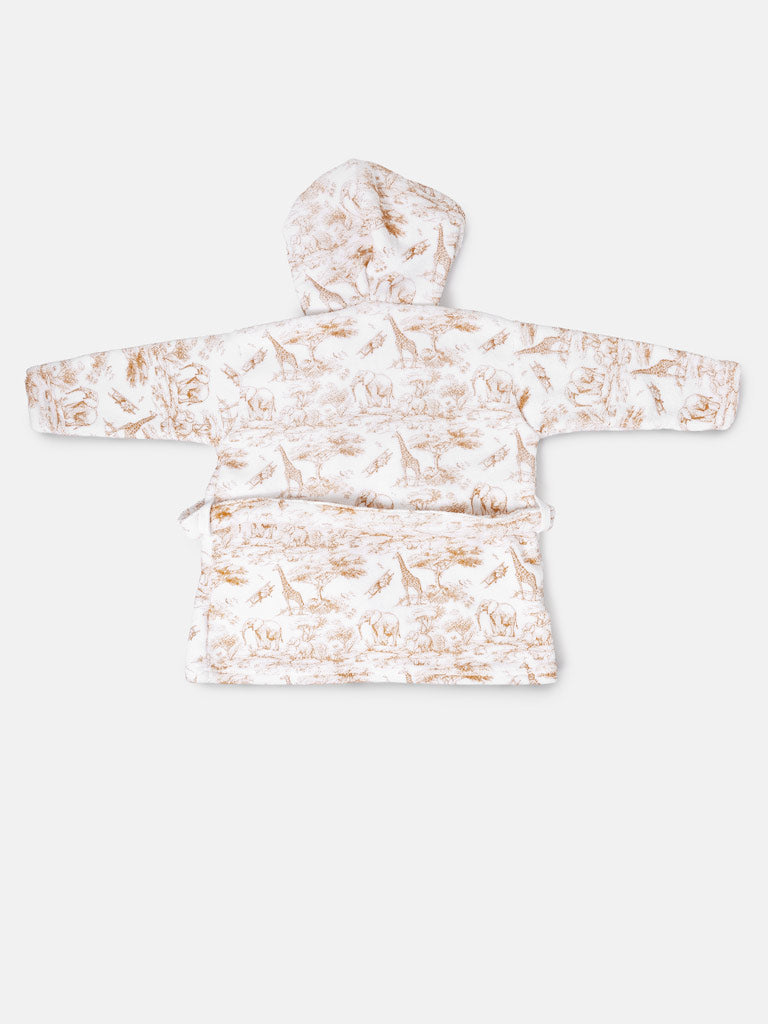 Children's Safari Collection Hooded Bath Robe - Beige