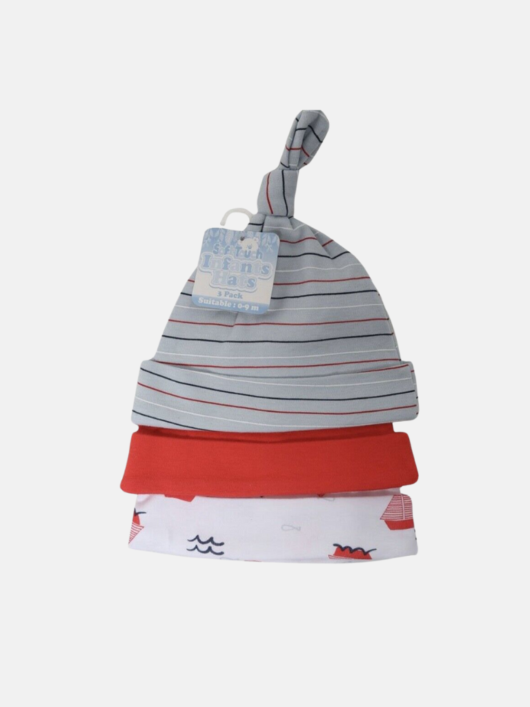 Baby Boy 3-Pack Hats - Nautical Ship Theme