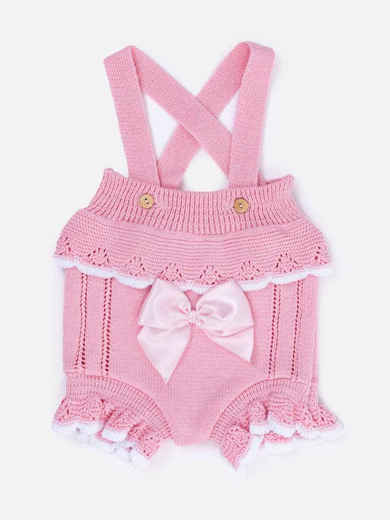 Baby Girl Carmen 2-piece Knitted Spanish Romper Set - Pink