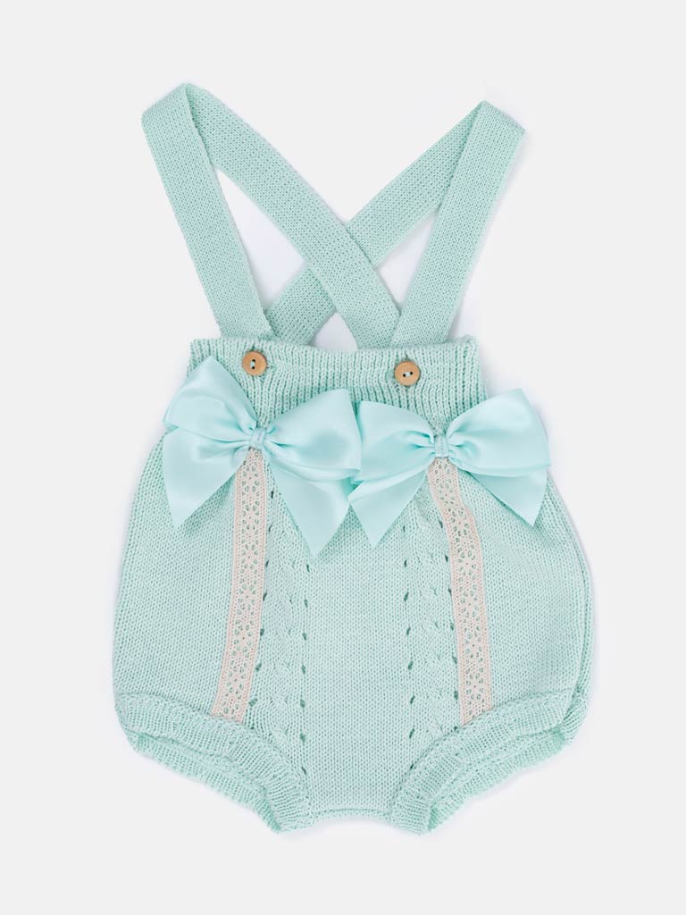 Baby Girl Emilia 2-piece Knitted Spanish Romper Set - Mint Green