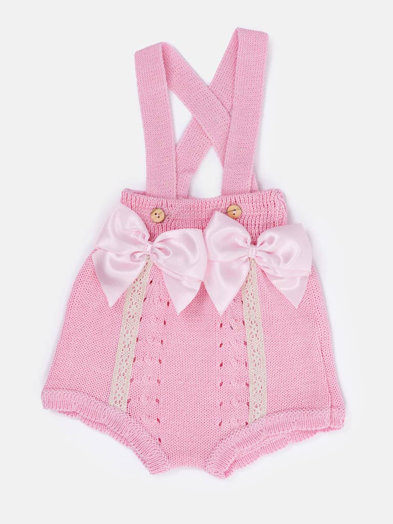 Baby Girl Emilia 2-piece Knitted Spanish Romper Set - Pink