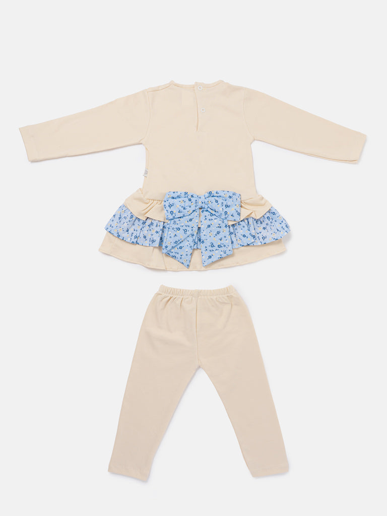 Baby Girl Top & Leggings Set - Castle Collection - Beige