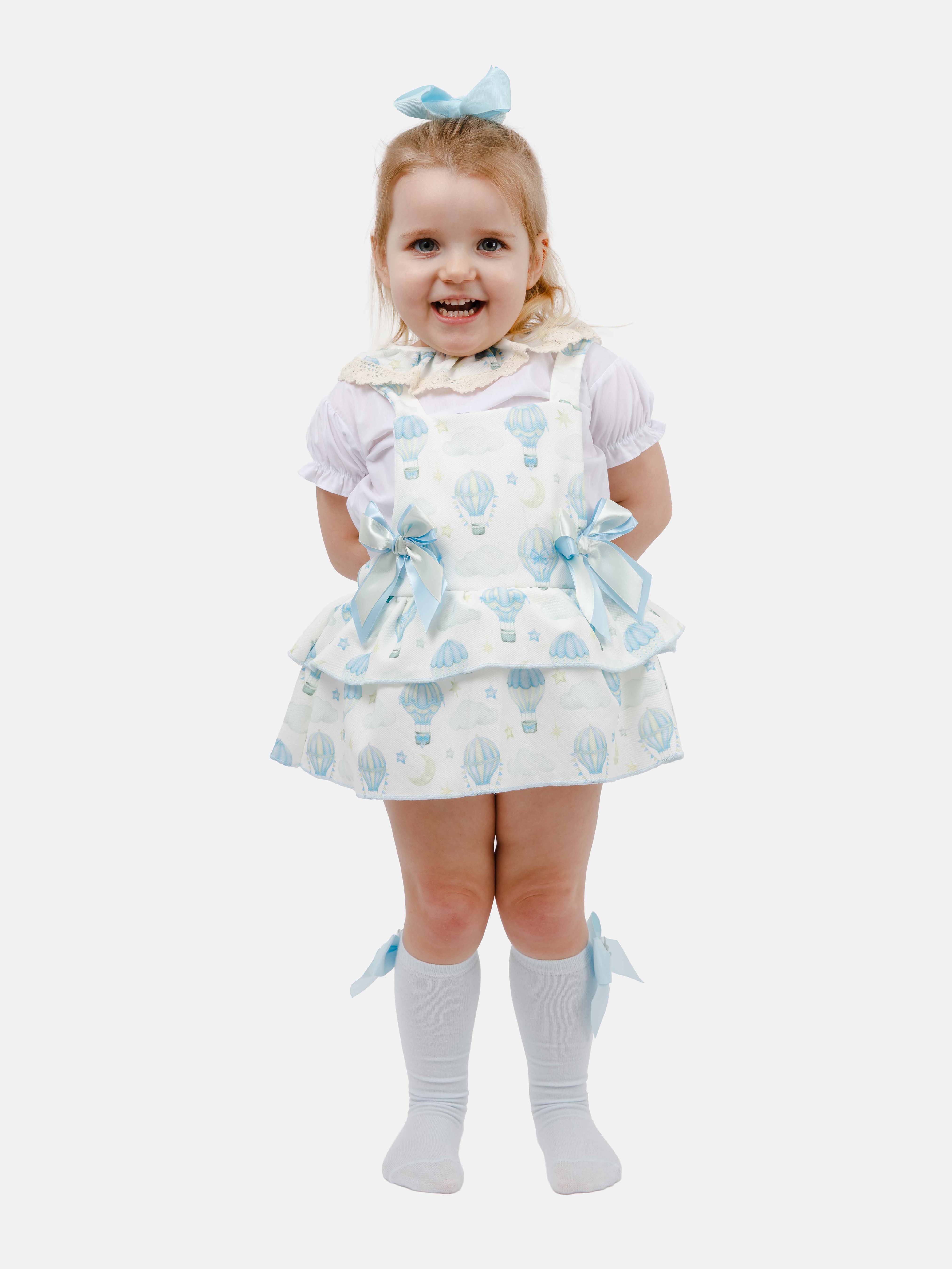Baby Girl Josefina Collection 2-piece Spanish Romper Set - Baby Blue