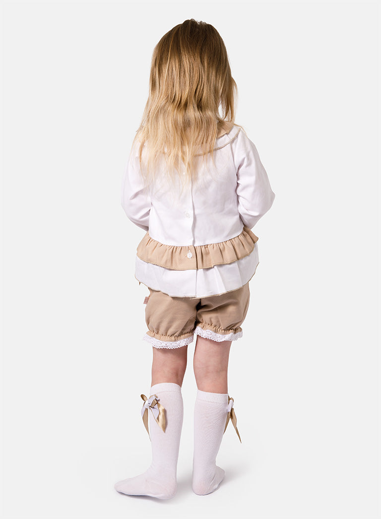 Baby Girl Aurora Collection 2-piece Romper Set - Tan