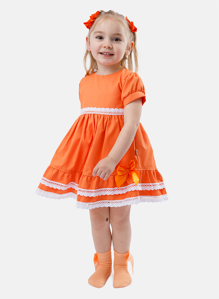 orange infant dress Baby Girl short-sleeve Beatriz Collection Size:6 1/2 Medium No question Remove grease stains from Ocassion_Casual
