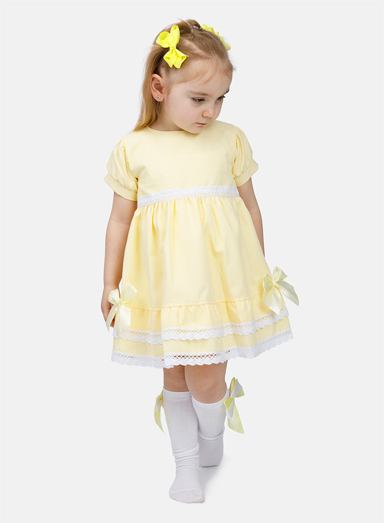 Baby Girl short-sleeve Dress Beatriz Collection - Lemon Yellow