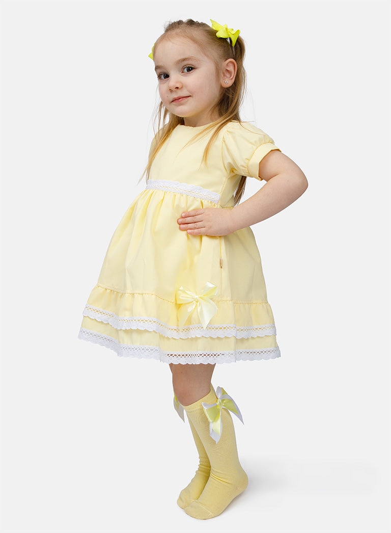Baby Girl short-sleeve Dress Beatriz Collection - Lemon Yellow
