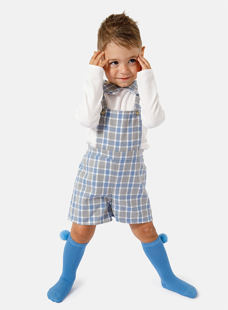 Baby Boy Sergio Collection 2-Piece Romper Set - Grey & Blue