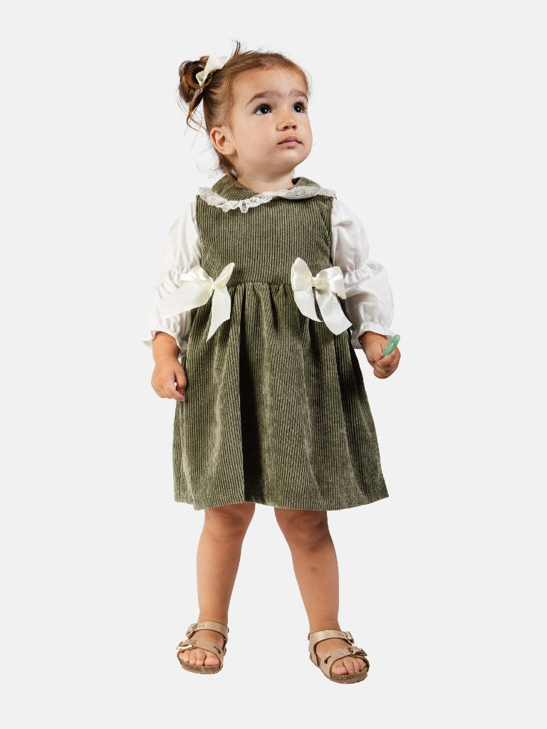 olive green 2 piece dress Baby Girl 2 Pc Spanish Dress Set - Shirt