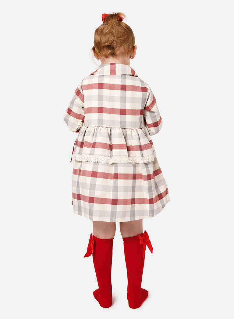 Baby Girl Kylie Collection Tartan Spanish Dress - Red