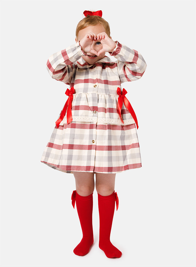 Baby Girl Kylie Collection Tartan Spanish Dress - Red