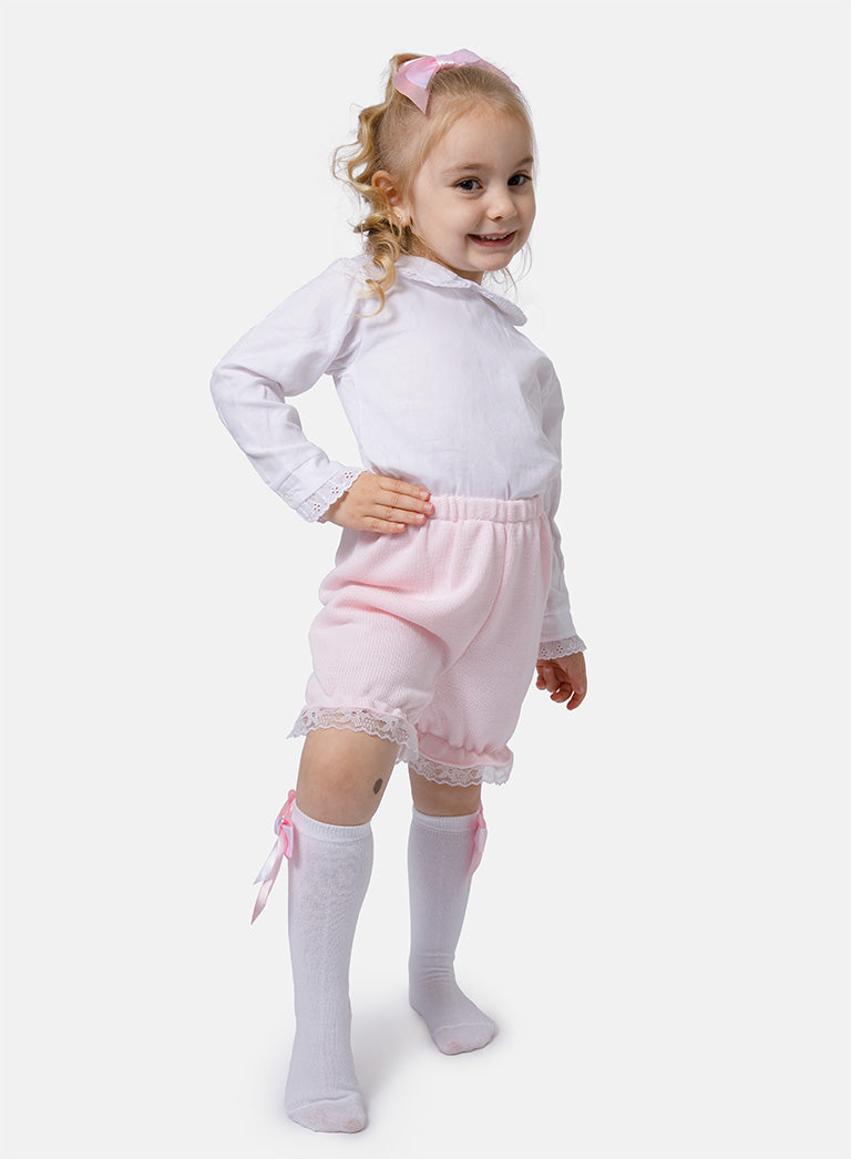 Baby Girl Bella Collection 3-piece Spanish Knitted Set - Baby Pink