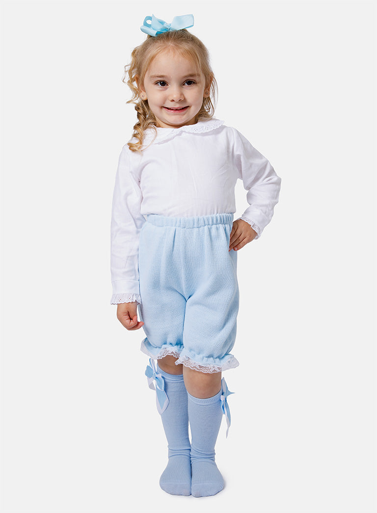 Baby Girl Bella Collection 3-piece Spanish Knitted Set - Baby Blue