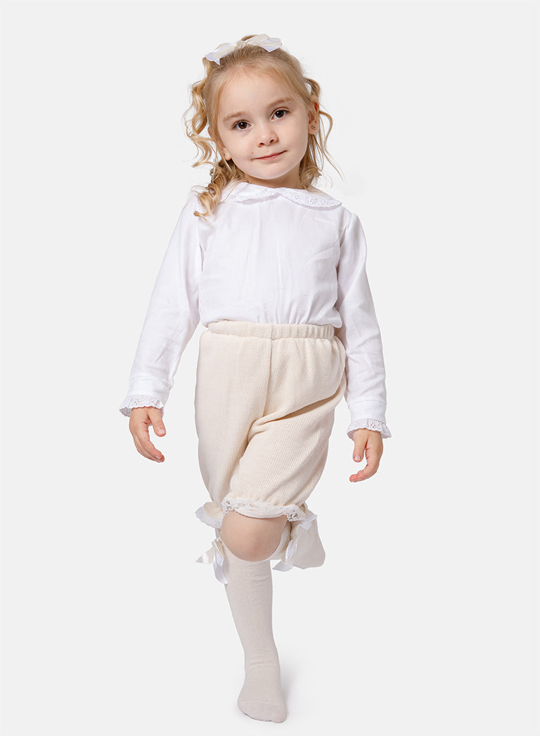 Baby Girl Bella Collection 3-piece Spanish Knitted Set - Beige