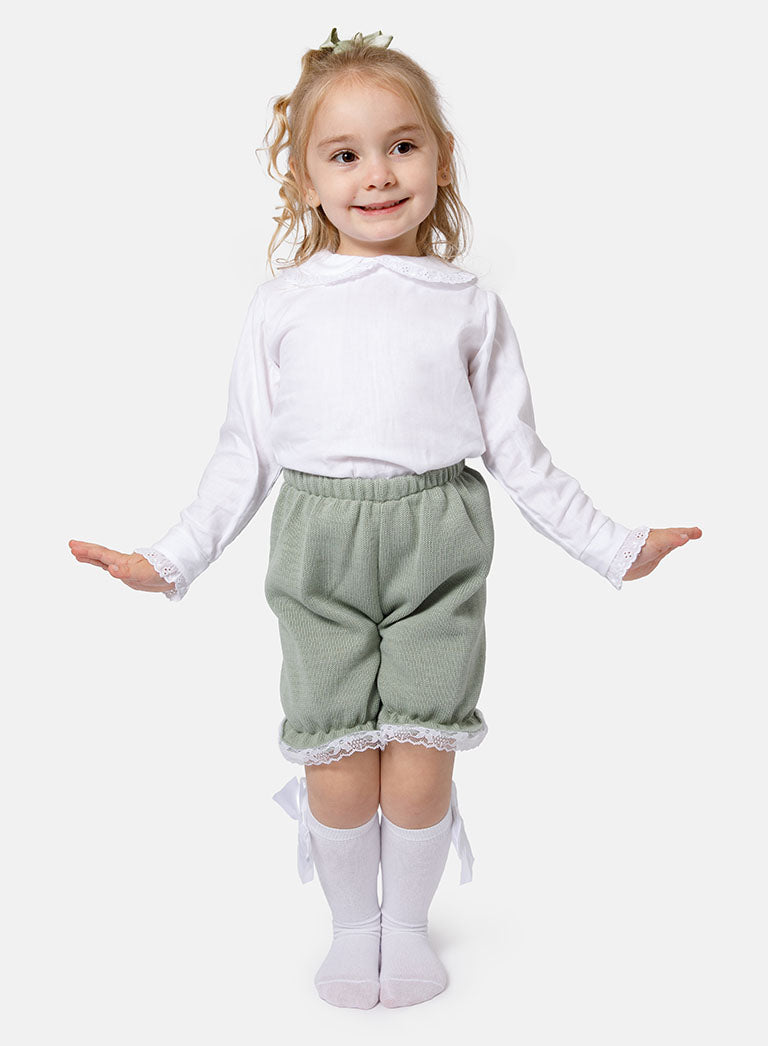 Baby Girl Bella Collection 3-piece Spanish Knitted Set - Sage Green