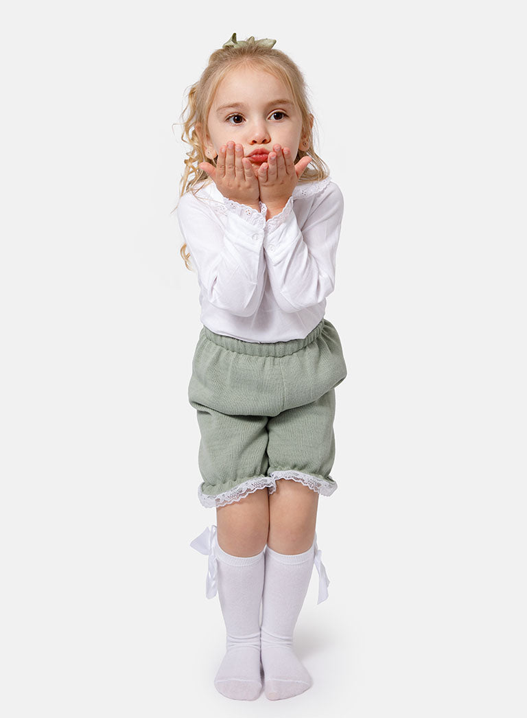 Baby Girl Bella Collection 3-piece Spanish Knitted Set - Sage Green