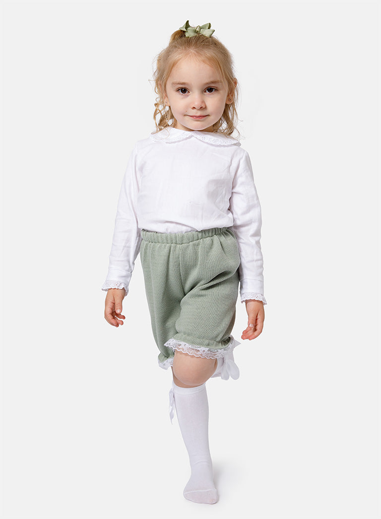 Baby Girl Bella Collection 3-piece Spanish Knitted Set - Sage Green